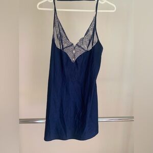 Victoria's Secret blue silk lace lingerie slip dress